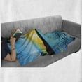 thumbnail image 6 of Sea Soft Flannel Fleece Throw Blanket, Idyllic Sunrise Scenery Calm Seascape with a Fishing Boat Tranquility, Cozy Plush for Indoor and Outdoor Use, 50" x 60", Azure Blue Orange, by Ambesonne, 6 of 6