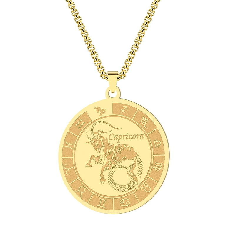 Stainless Steel Capricorn Pendant Zodiac Symbole Charm Gold Plated