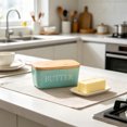 thumbnail image 4 of Butter Dish with Lid,Butter Keeper with Thick Wood Lid,Large Ceramic Butter Container, Kitchen Decor and Accessories for Kitchen Gifts, 4 of 6
