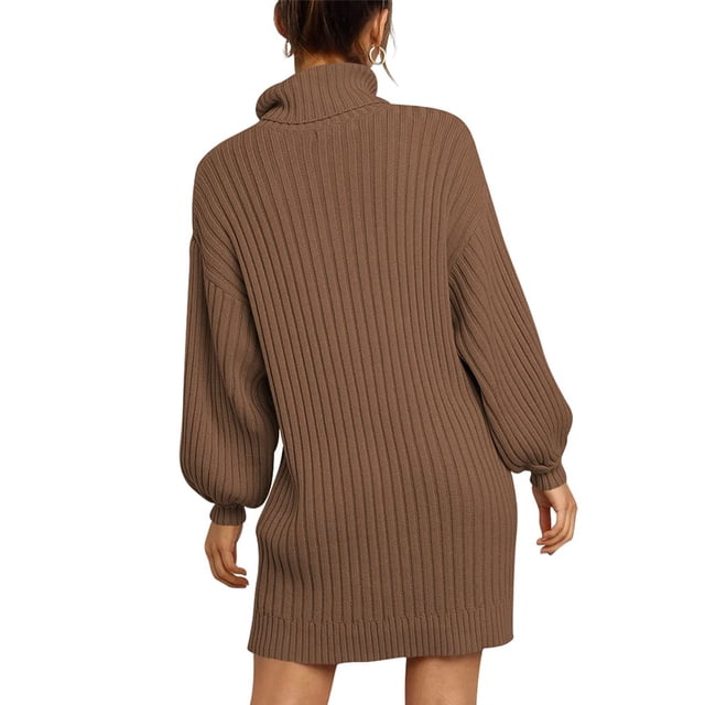 Vestidos De Suéter Para Mujer, Rayas Verticales, Cómodos, Mangas Largas De Linterna, Vestido De Suéter, Suéter, Hasta La Rodilla, Informal, Para Dama, Para Oficina, Para Citas ANGGREK No