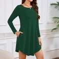 thumbnail image 4 of Robe T-Shirt à Poche, Robe Midi Ample à Manches Longues à Col Rond, Robe Facile pour Tous les Jours pour Femmes, Maternité, Voyage et Tenue de Fin de Semaine Vert Foncé L, 4 of 5