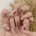 thumbnail image 1 of Uñas postizas desmontables de 24 piezas, uñas postizas portátiles azules de bailarina, puntas de uñas postizas de cubierta completa con diseño de Luna, presione en las uñas, 1 of 4