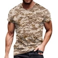 thumbnail image 6 of Dresfit Camo Shirts Men Crew Neck Camouflage Tennis Tees Short Sleeve Basic Musle Work Out Tops Big and Tall Lightweight T Shirts Khaki 2XL, 6 of 6