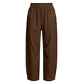 thumbnail image 6 of Htigea Women's Barrel Ankle Pants Solid Color Elastic Waist Loose Fit Casual Pant Lightweight Quick Dry Hiking Travel Joggers with Pockets Brown M, 6 of 7