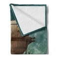 thumbnail image 2 of Fantasy Soft Flannel Fleece Throw Blanket, Surreal Sky Scenery Steampunk Airship Fairy Sci Fi Stardust Space Image, Cozy Plush for Indoor and Outdoor Use, 70" x 90", Teal and Brown, by Ambesonne, 2 of 5