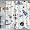 thumbnail image 3 of Space Shower Curtain for Kids, Cartoon Planet Shower Curtain Galaxy Shower Curtain Set for Bathroom, Waterproof Galaxy Universe Kids Shower Curtain Bathroom Decor Accessories,70X70IN, 3 of 4