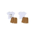 thumbnail image 3 of Aojekbee Toddler Boy Farm Outfit LetterAnimal Print Short Sleeve Tops with Elastic Waist Shorts 2 Pcs Clothes, 3 of 10