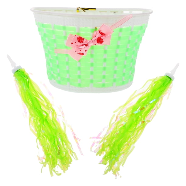 1 juego de cesta para bicicleta de niña, banderines delanteros para bicicleta, decoración para manillar, accesorios coloridos para bicicleta de niña, decoraciones para bicicleta de niña