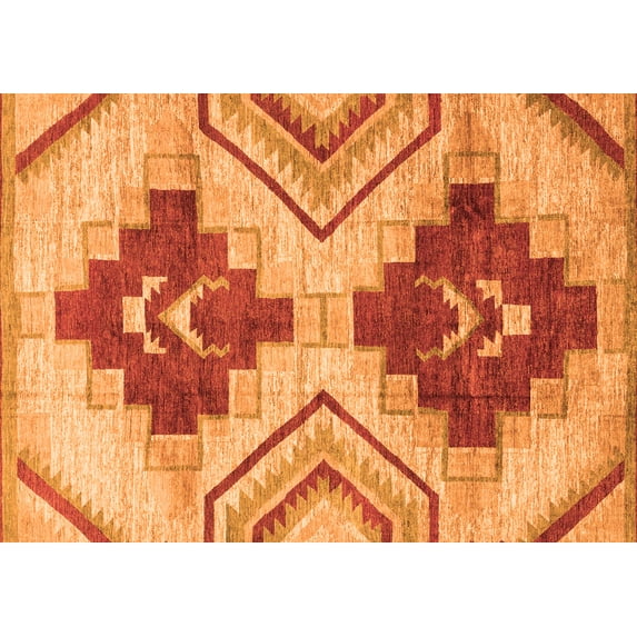 Ahgly Company Indoor Rectangle Abstract Orange Modern Area Rugs, 5' x 7'