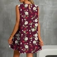 thumbnail image 4 of WRKEKC Floral Dress for Women Abstract Floral Crew Neck Sleeveless Side Ruched Loose Midi Lightweight Comfort, 4 of 7