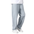 thumbnail image 2 of Kids Lightweight Loose Straight Pants, Boys Drawstring Waist Breathable Casual School Trousers for Outdoor Sports Light Blue Jogging Pants for Kids 5-6Y, 2 of 8