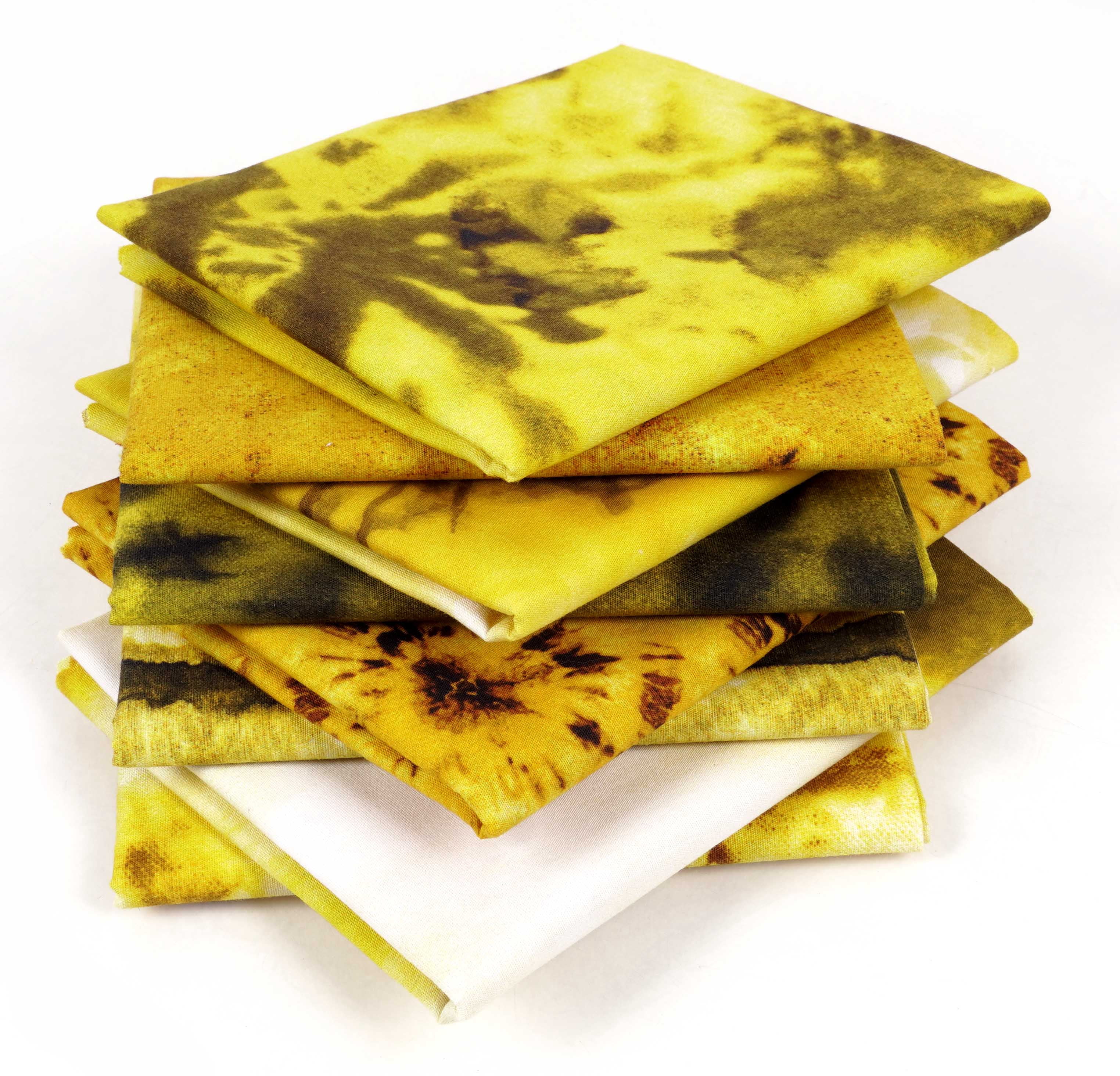 Soimoi 8 Pc Fat Quarter Bundle -Tie & DyePrint 18"x 22"DIY Patchwork-100% CottonPre-Cut Quilting Fabric (Yellow)