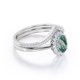 thumbnail image 3 of Anillo de bodas JeenMata Halo de ágata verde musgo con bandas y Moissanita 1,5 ct baño oro blanco 18 K sobre plata, 3 of 6