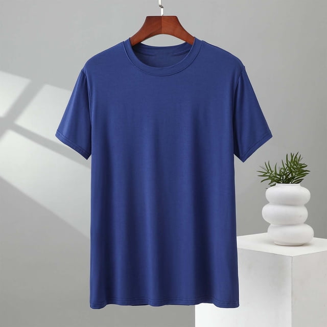 Kalauyu T-Shirts d'Entraînement pour Hommes Dry Fit Athlétiques à Manches Courtes T-Shirts Col Rond Modal Coton Évacuation de l'Humidité Gym Course Performance T-Shirt