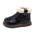 thumbnail image 2 of Kids Ankle Boots Winter Fleece Lined Faux Leather Booties Round Toe Soft Sole Comfortable Warm Boots Black 10 Little Kids, 2 of 6