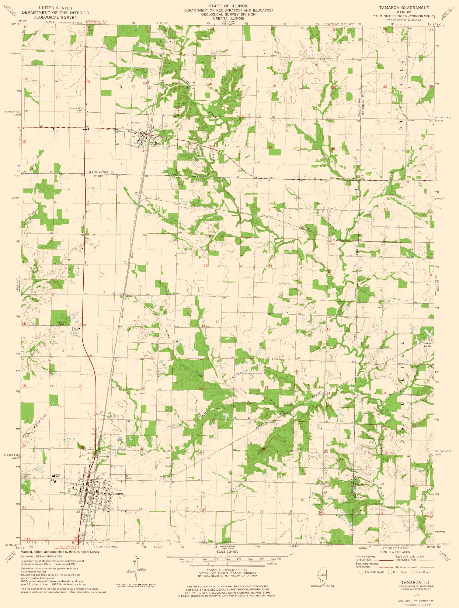 Tamaroa Illinois Quad USGS 1975 23 x 30.48