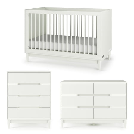 Child Craft Wynwood Nursery Set, 3-Piece, Includes 3-in-1 Convertible Crib, Double Dresser, and Chest (Cloud White)