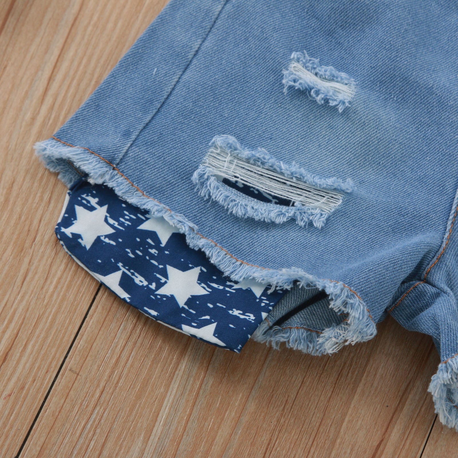 Utlike Girls Outfit Denim Shorts Sets Summer Independence Day Short Sleeve Top Shorts Headbands 3Pcs 4Th Of July Outfits Clothing Set Size 12 Months-18 Months