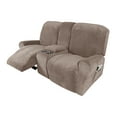 thumbnail image 4 of LiveGo 2 Seater Velvet Recliner Sofa Slipcover with Cup Holders, Stretch Loveseat Recliner Sofa Cover with Console Slate, Slipcover Protector for Living Room, 4 of 13