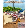 thumbnail image 5 of Fsddascl 4th of July Outdoor Tablecloth - 52x70 Inch Rectangle Dining Table Cover, Red Striped Independence Day Star Botanical Waterproof Outdoor Table Cloth with Umbrella Hole & Zipper for Patio, 5 of 7