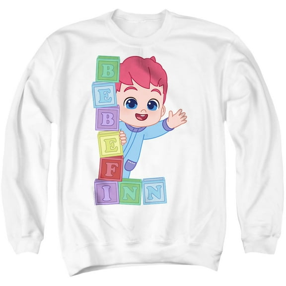 Bebefinn Building Blocks Unisex Adult Crewneck Sweatshirt, White, Medium