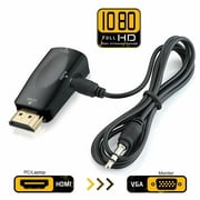 Qmart HDMI to VGA Adapter Converter Gold-Plated for PC, Laptop, DVD, Desktop and Other HDMI Input Devices - Black