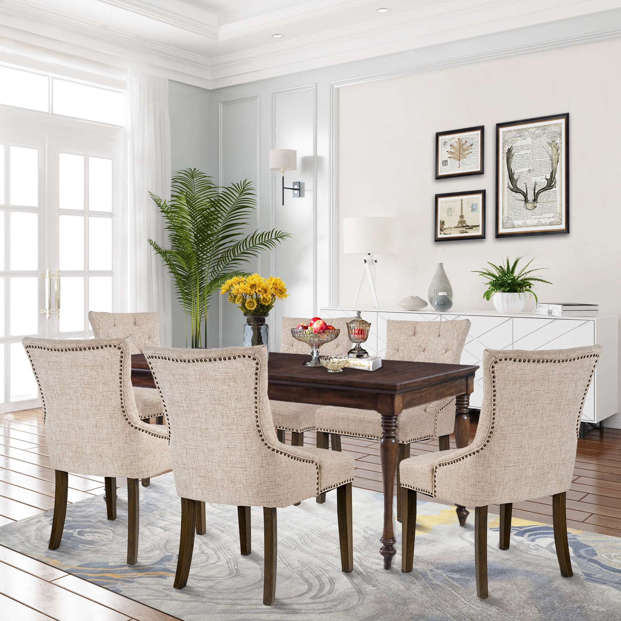 upholstered dining room chairs with nailhead trim