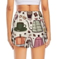 thumbnail image 2 of Lsque Vintage Coffee Printed Women's Running Shorts with Liner Pockets,Elastic Quick Dry Workout Athletic Gym Yoga Shorts,Womens High Waist Shorts-X-Large, 2 of 9