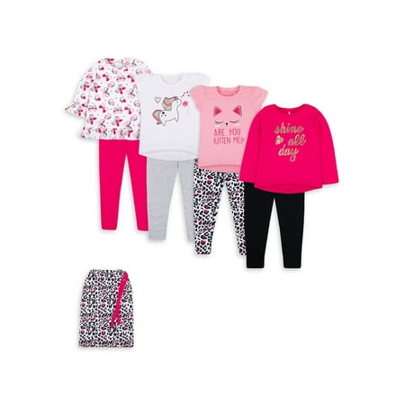 Little Star Organic Baby Girls & Toddler Girls Mix 'n Match Outfits, 8pc Gift Set (12M-5T)