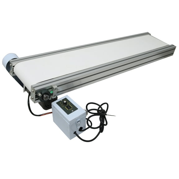 INTBUYING 47.2"*7.8" Electric White Platform PVC Flat Belt Conveyor Mesa Machine Belt Systems for Industrial Transport