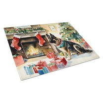 Norwegian Buhund Cozy Christmas Glass Cutting Board Large 12 in x 15 in