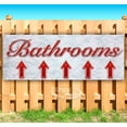 thumbnail image 1 of Bathrooms Up Arrow Red & Chrome 13 oz Vinyl Banner With Metal Grommets, 1 of 4