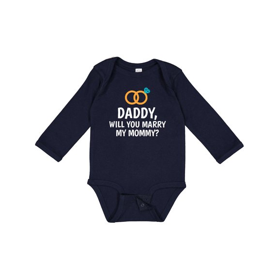 Inktastic Daddy Will You Marry My Mommy with Rings for Proposal Boys or Girls Long Sleeve Baby Bodysuit