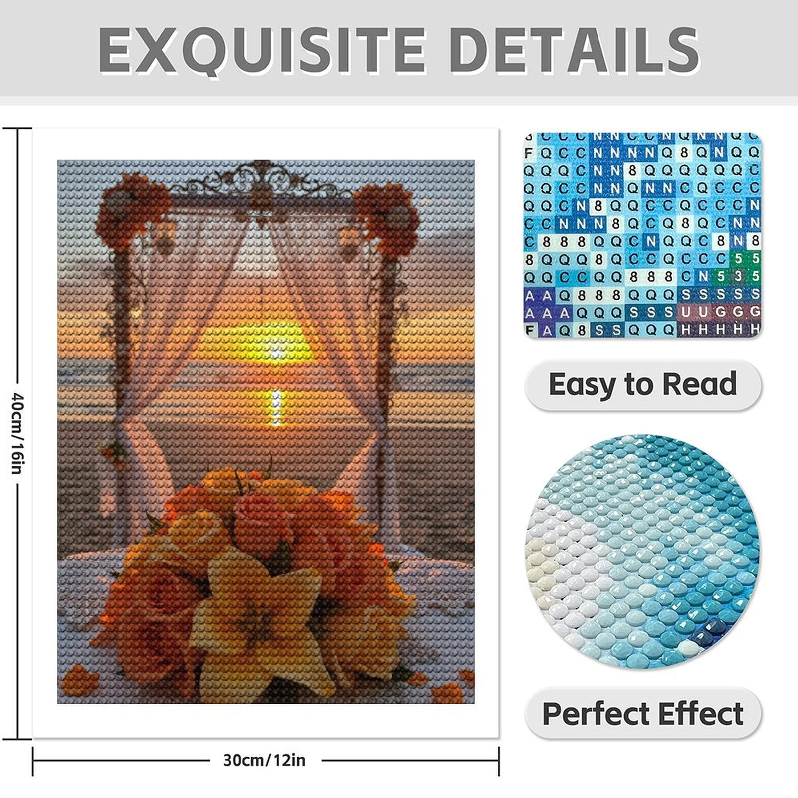 Diamond Art Kits for Adults - 5d Sunset Beach Wedding Arch Flowers Diamond Painting for Adults, Diamond Art for Adults Beginners, Diamond Painting Kits for Adults for Home Wall Decor