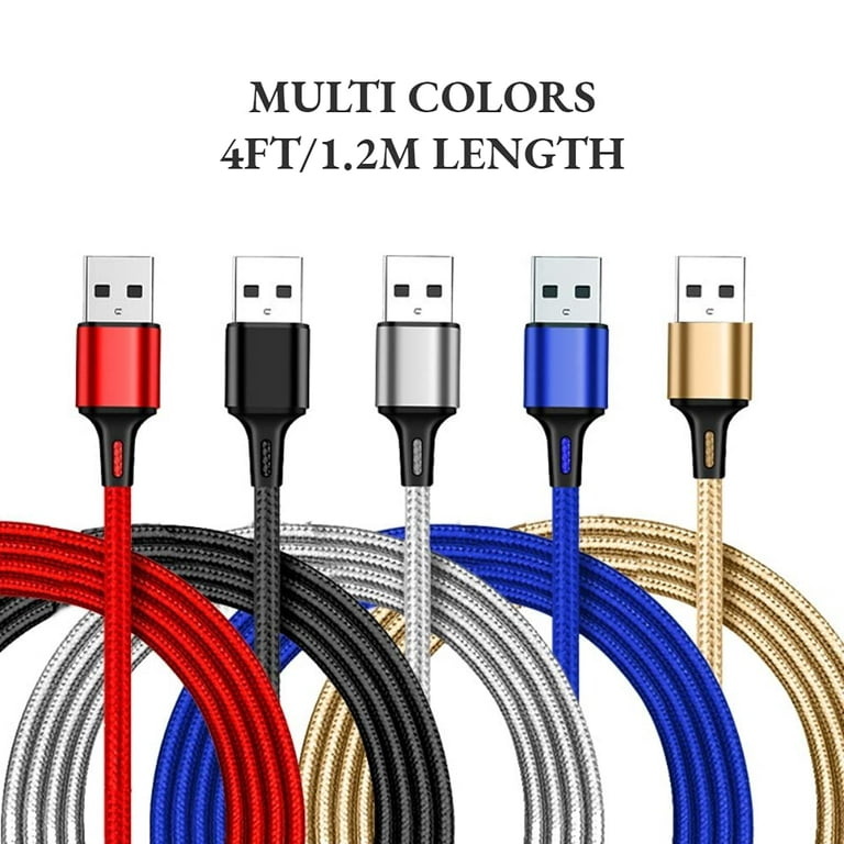Multi Charging Cable, 4 ft Multi USB Charger Cable Aluminum Nylon 3 in 1  Universal Multiple Charging Cord with Type-C/Micro /Lighting IOS USB  Connectors for Most Phones & Tablet- 