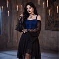 thumbnail image 7 of Women's Halloween Dressess Long Gothic Dress, Witch Costume Vampire Renaissance Butterfly Sleeve Mesh Party Retro Costumes, 7 of 7