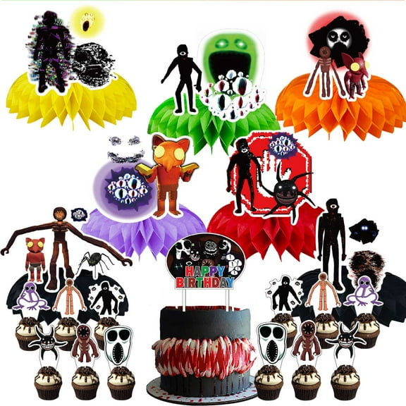 The Figure Doors Monsters Party Decorations Centerpieces Cake Toppers Supplies for Birthday Photo Props Honeycomb Table Toppers