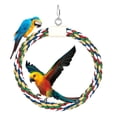 thumbnail image 1 of Flmtop Pet Bird Parrot Cotton Rope Circle Ring Stand Hanging Swing Cage Chew Play Toy, 1 of 8