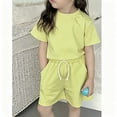 thumbnail image 2 of OSOLU Children Girls Outfits Soft Short Sleeve Crew Neck T-Shirts and Shorts Loungewear 2 Piece Pants Home Wear Classic Holiday Clothing Sets, 2 of 4