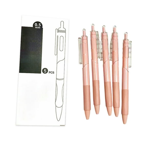ST Nib Exam Pen, 0.5mm Fast-Dry Ballpoint with Retractable Mechanism, Pink Push Button Pen for Smooth Writing, 5-Pack Set for Note-Taking