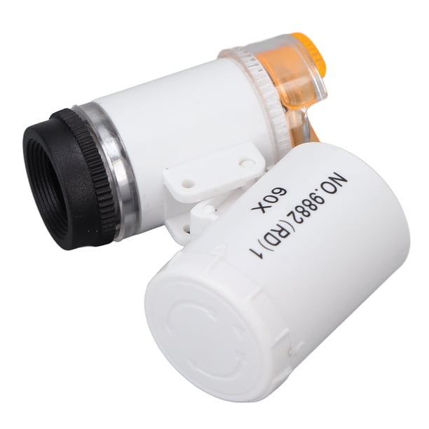 Mini Lupa De Aumento 60X Microscopio De Joyería Portátil Con Luz LED Aumento 60 Veces Para Colección De Antigüedades Y Uso De Personas Mayores Lente Acrílica ABS De Alta