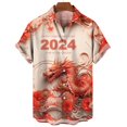 thumbnail image 3 of Camisa de Año Nuevo 2024 para hombre, camisas de manga corta con cuello de solapa a la moda, blusas y camisas con estampado 3D de dragón geniales, 3 of 5