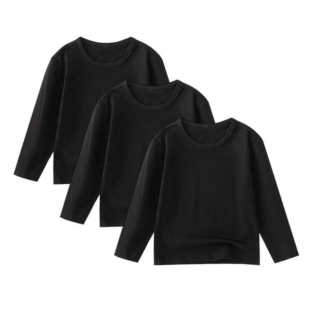 Chandails à Manches Longues pour Fille Hauts de Noël T-Shirts Coton Décontractés Col Rond T-Shirts 3 Paquets Ensembles