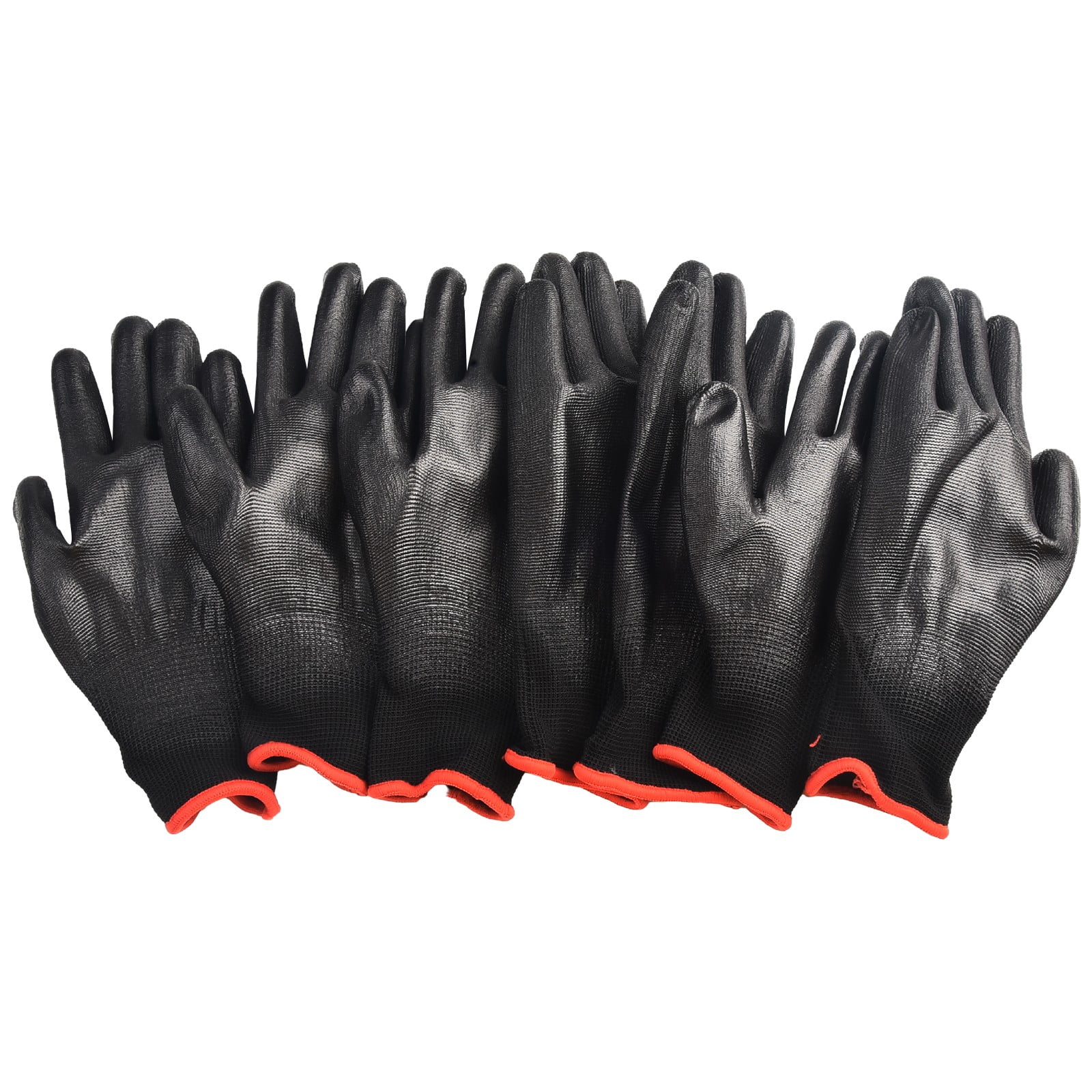 12 Pcs Safety Working Gloves Black Pu Nylon Cotton Glove Industrial Protective Work Gloves NMSafety Brand Supplier 12 Pairs