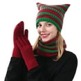 thumbnail image 2 of Bibifish 3 PCS Scarf Hat Glove Sets For Women Winter Warm Knitted Cat Ear Hat Lined Neck Warmers Gloves Soft Thermal Cold Weather Outfits, 2 of 4