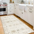 thumbnail image 4 of ReaLife Machine Washable Area Rug Runner - Living Room Bedroom Bathroom Kitchen Entryway Office - Padded Low Pile Stain Resistant Premium - Boho Farmhouse Vintage - BEV - Beige 2'6" x 6', 4 of 10