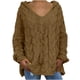 thumbnail image 1 of Suéter de manga larga con cuello en V y línea de color sólido calado informal sexy para mujer Blusa Fridja  hjk2168, 1 of 6