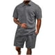 thumbnail image 1 of Pantalones de Carga con Cordón para Hombres, Verano Casual Color Sólido, Conjunto de Botones de Solapa de Manga Corta, 1 of 6