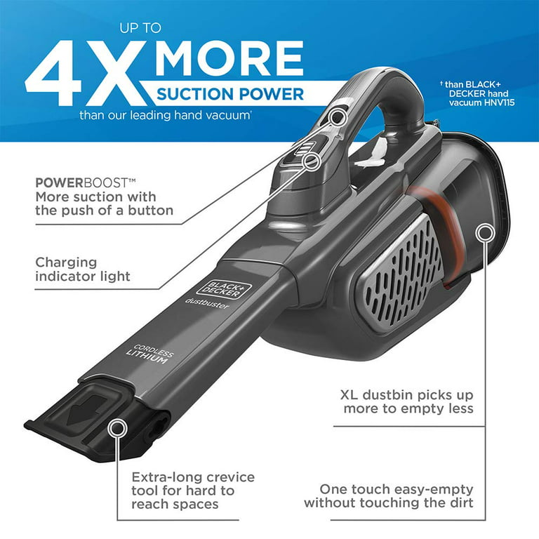  BLACK+DECKER Dustbuster Handheld Vacuum with Floor Extension,  Cordless, 4-in-1, Dark Tech Gray (HHS315J01)