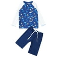 thumbnail image 1 of YONGHS Kids Boys 2 Piece Long Sleeve Swimsuit UPF 50+ Sun Protection Bathing Suit Swimwear White&Blue 3-4, 1 of 7